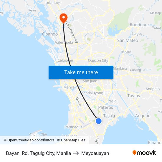 Bayani Rd, Taguig City, Manila to Meycauayan map