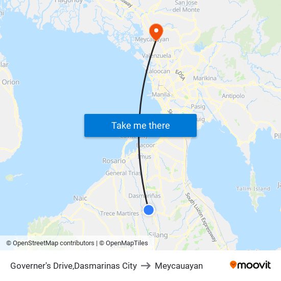 Governer's Drive,Dasmarinas City to Meycauayan map