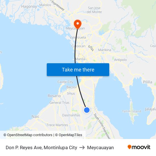 Don P. Reyes Ave, Montinlupa City to Meycauayan map