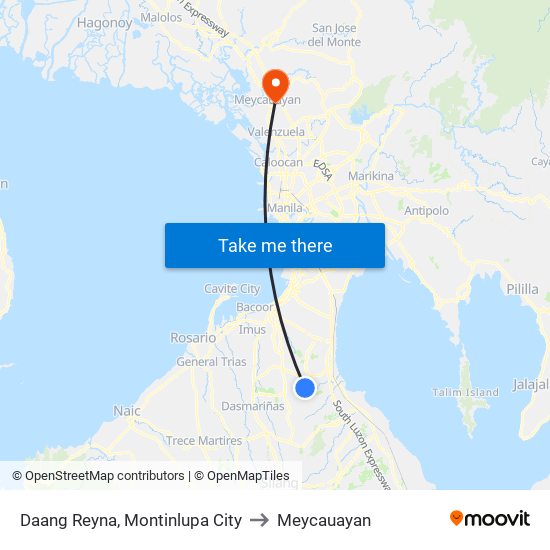 Daang Reyna, Montinlupa City to Meycauayan map