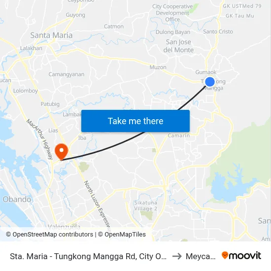 Sta. Maria - Tungkong Mangga Rd, City Of San Jose Del Monte to Meycauayan map