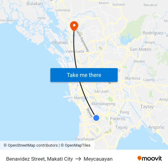 Benavidez Street, Makati City to Meycauayan map