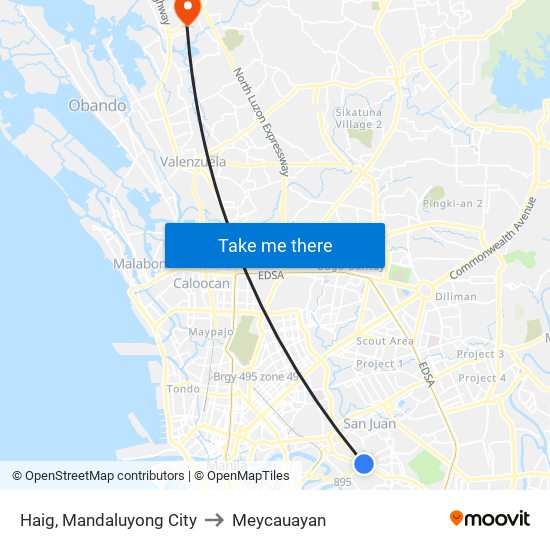 Haig, Mandaluyong City to Meycauayan map
