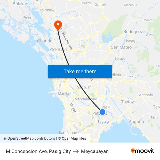 M Concepcion Ave, Pasig City to Meycauayan map