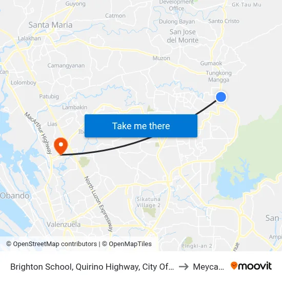 Brighton School, Quirino Highway, City Of San Jose Del Monte to Meycauayan map