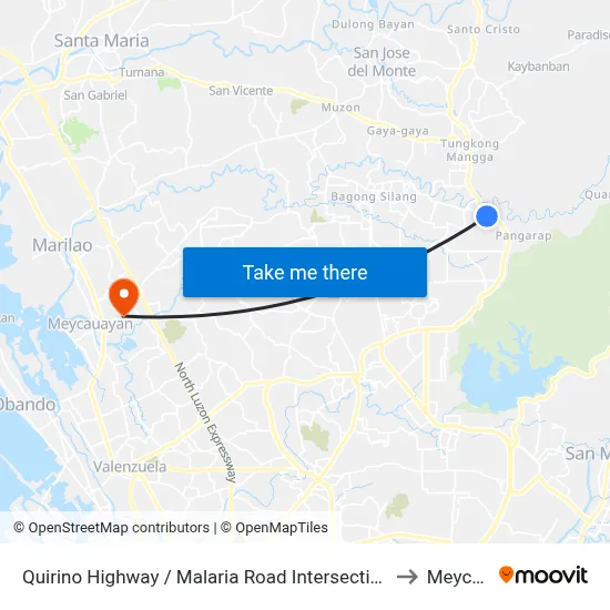 Quirino Highway / Malaria Road Intersection, City Of San Jose Del Monte to Meycauayan map