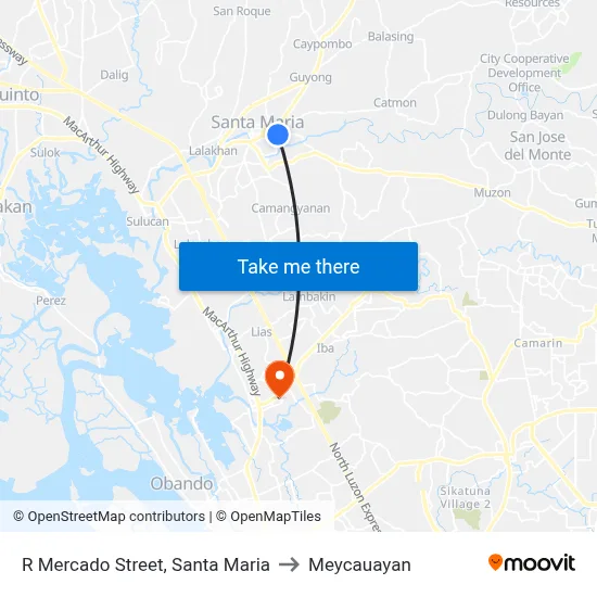 R Mercado Street, Santa Maria to Meycauayan map