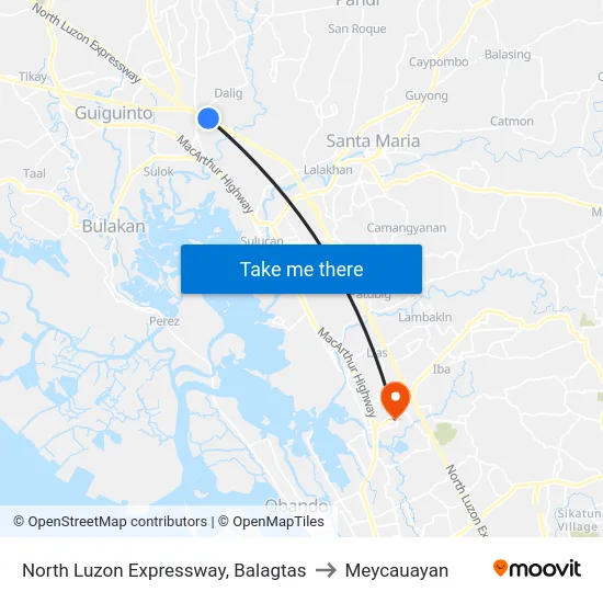 North Luzon Expressway, Balagtas to Meycauayan map