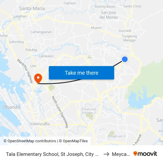 Tala Elementary School, St Joseph, City Of San Jose Del Monte to Meycauayan map