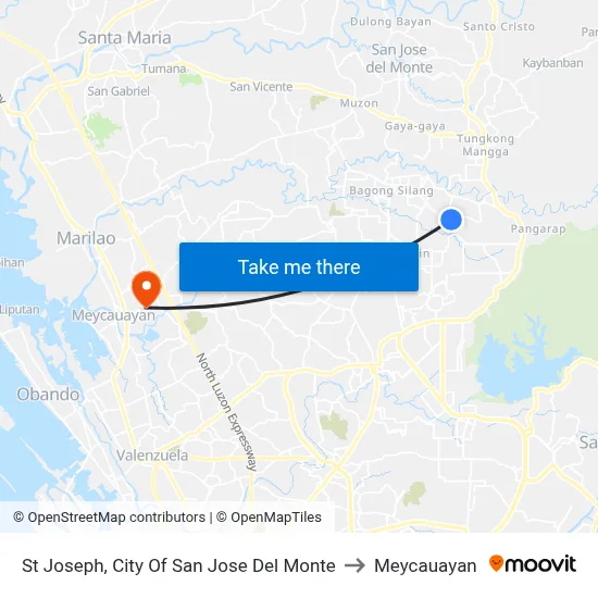 St Joseph, City Of San Jose Del Monte to Meycauayan map