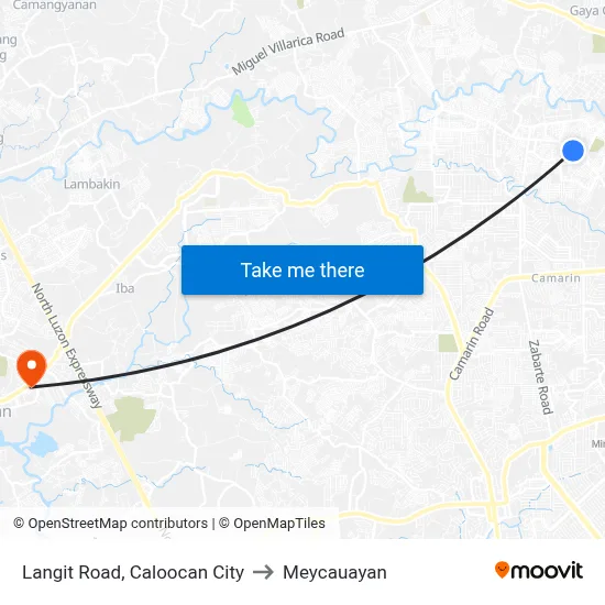 Langit Road, Caloocan City to Meycauayan map