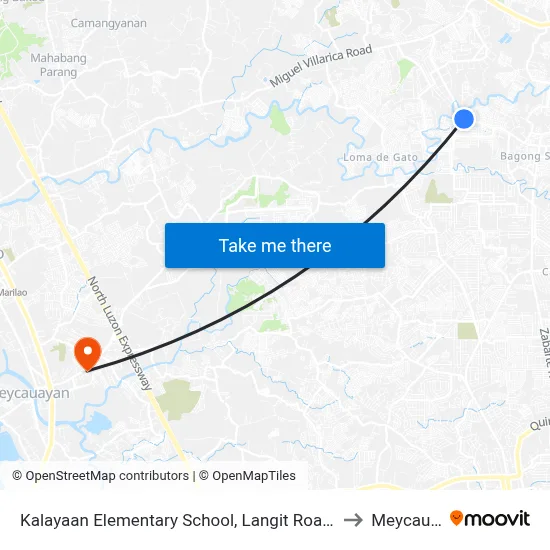 Kalayaan Elementary School, Langit Road, Caloocan City to Meycauayan map