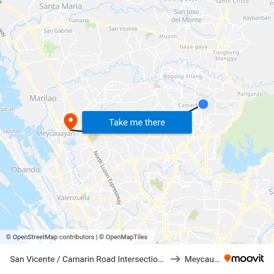 San Vicente / Camarin Road Intersection, Caloocan City to Meycauayan map