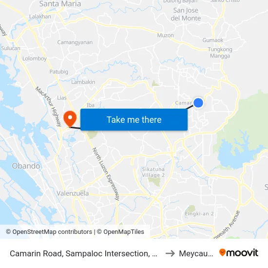 Camarin Road, Sampaloc Intersection, Caloocan City to Meycauayan map