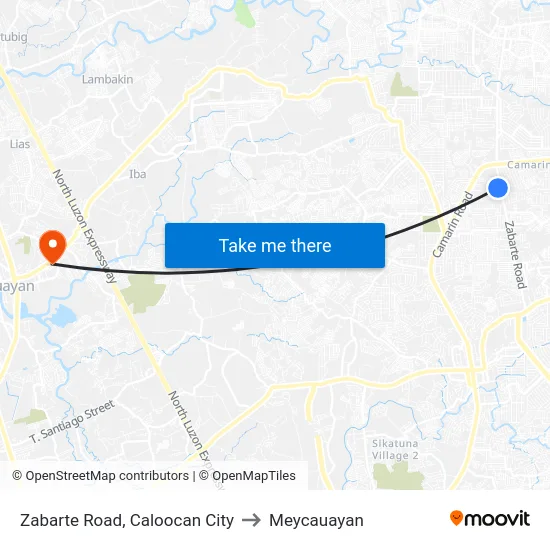 Zabarte Road, Caloocan City to Meycauayan map