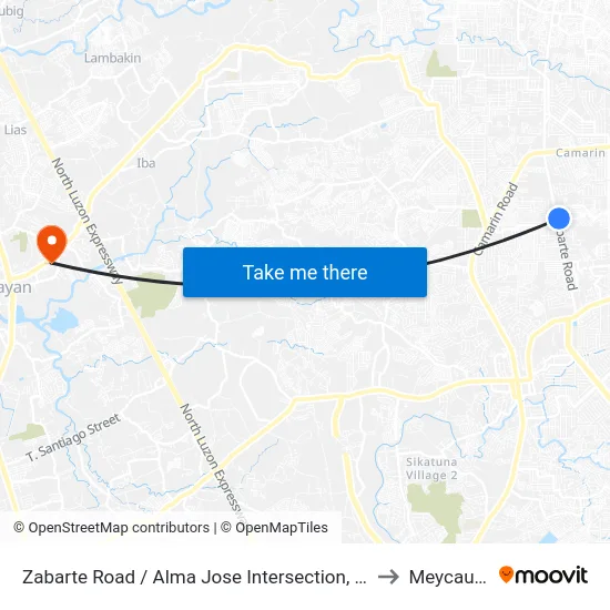 Zabarte Road / Alma Jose Intersection, Caloocan City to Meycauayan map