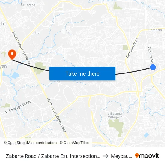 Zabarte Road / Zabarte Ext. Intersection, Caloocan City to Meycauayan map