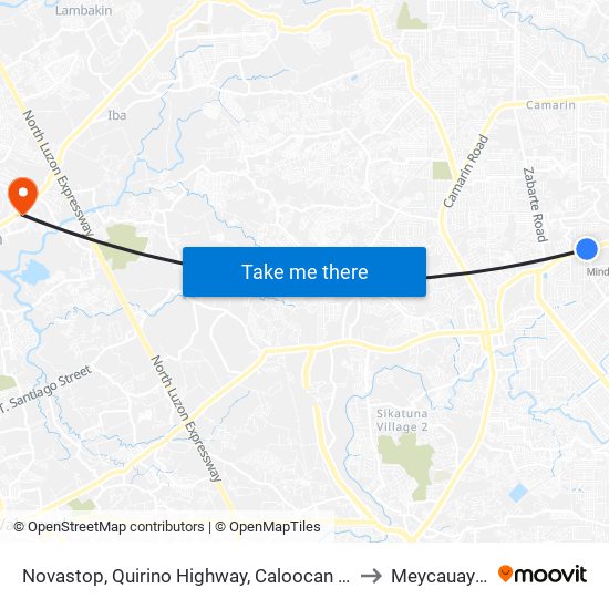 Novastop, Quirino Highway, Caloocan City to Meycauayan map