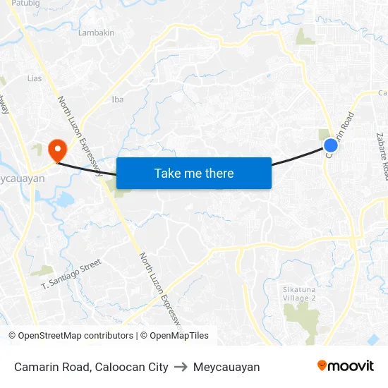 Camarin Road, Caloocan City to Meycauayan map