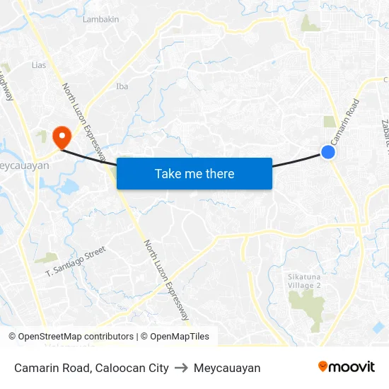 Camarin Road, Caloocan City to Meycauayan map