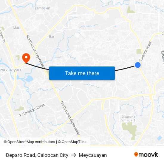 Deparo Road, Caloocan City to Meycauayan map