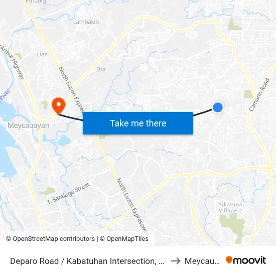 Deparo Road / Kabatuhan Intersection, Caloocan City to Meycauayan map