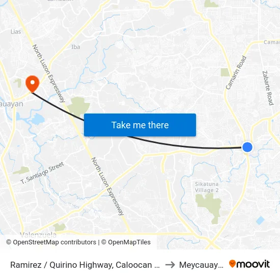 Ramirez / Quirino Highway, Caloocan City to Meycauayan map