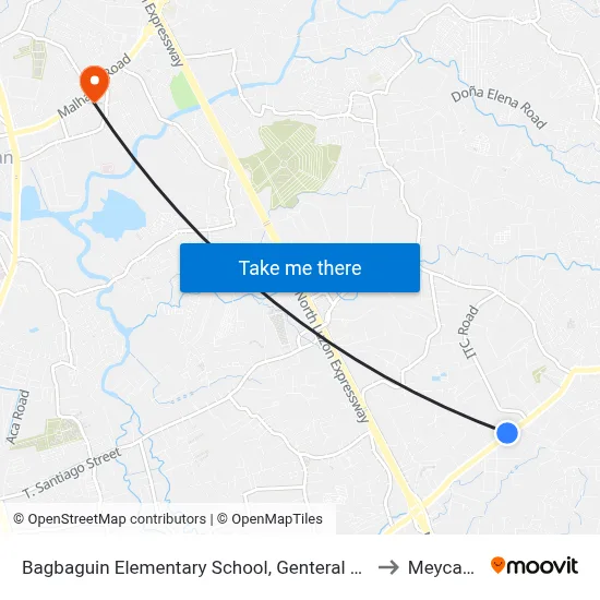 Bagbaguin Elementary School, Genteral Luis, Caloocan City to Meycauayan map
