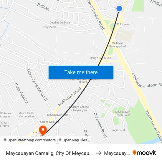 Maycauayan Camalig, City Of Meycauayan to Meycauayan map