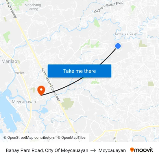 Bahay Pare Road, City Of Meycauayan to Meycauayan map