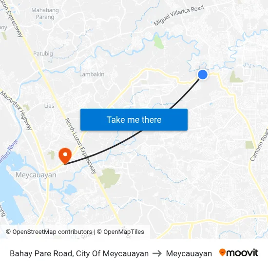 Bahay Pare Road, City Of Meycauayan to Meycauayan map
