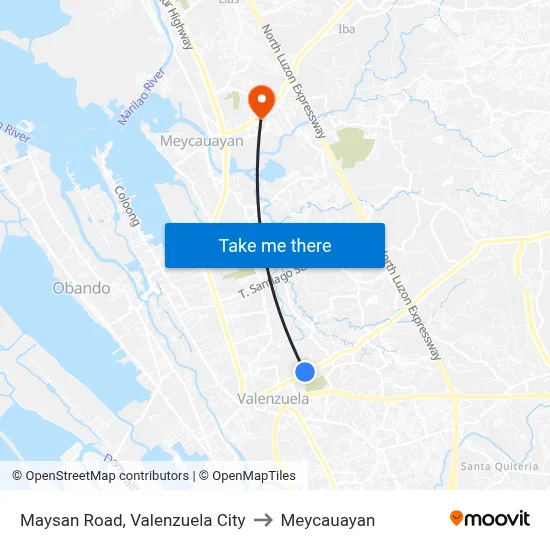 Maysan Road, Valenzuela City to Meycauayan map