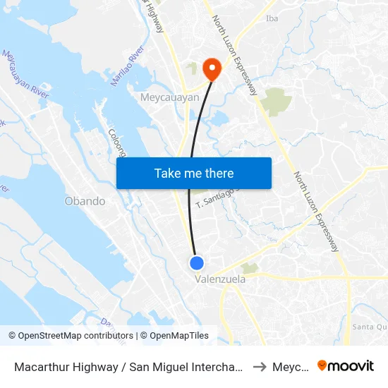 Macarthur Highway / San Miguel Interchange, Dalandanan, Valenzuela City to Meycauayan map
