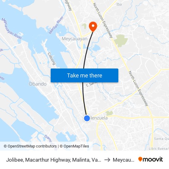 Jolibee, Macarthur Highway, Malinta, Valenzuela City to Meycauayan map