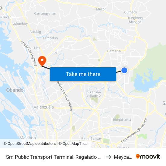 Sm Public Transport Terminal, Regalado Highway, Quezon City to Meycauayan map