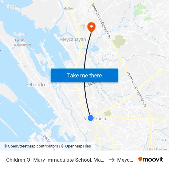 Children Of Mary Immaculate School, Maysan Road, Valenzuela City to Meycauayan map