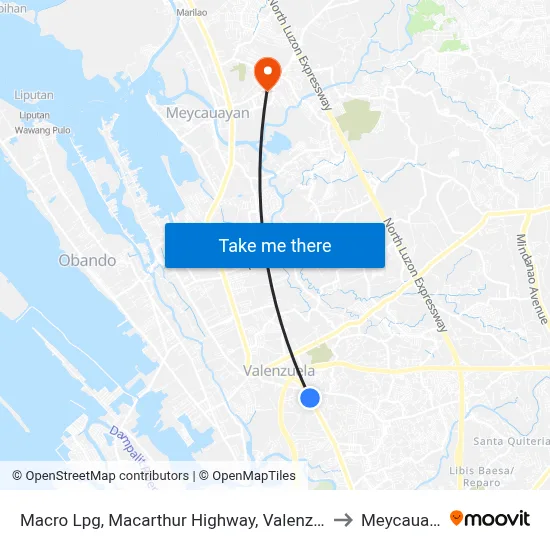 Macro Lpg, Macarthur Highway, Valenzuela City to Meycauayan map