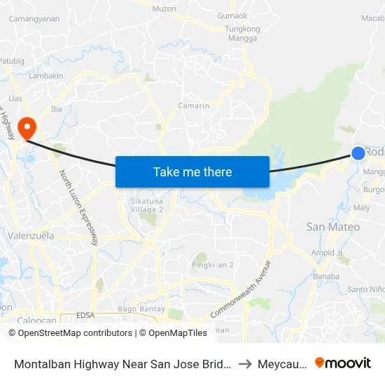 Montalban Highway Near San Jose Bridge, Rodriguez to Meycauayan map