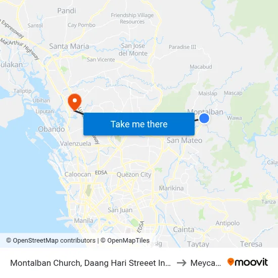 Montalban Church, Daang Hari Streeet Intersection, Rodriguez to Meycauayan map