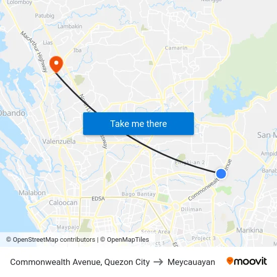 Commonwealth Avenue, Quezon City to Meycauayan map