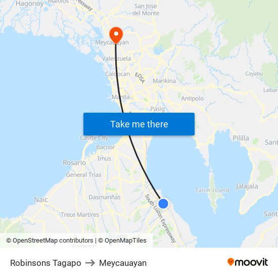 Robinsons Tagapo to Meycauayan map