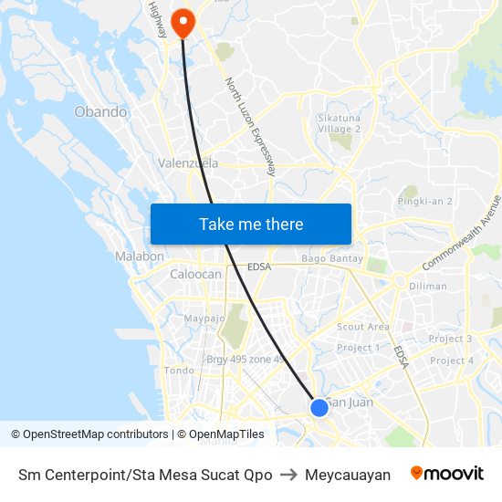 Sm Centerpoint/Sta Mesa Sucat Qpo to Meycauayan map