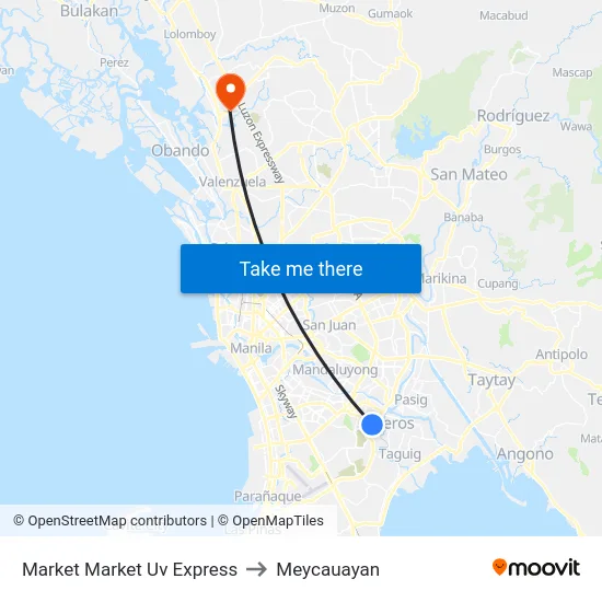 Market Market Uv Express to Meycauayan map