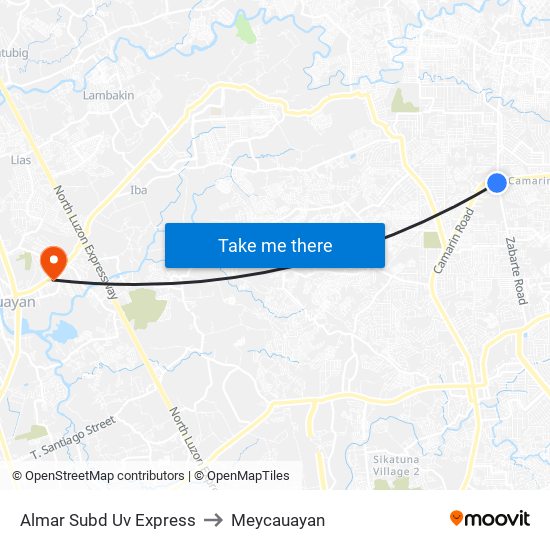 Almar Subd Uv Express to Meycauayan map