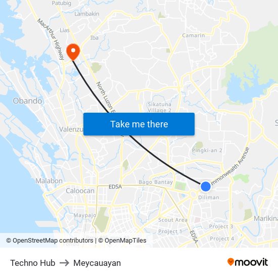 Techno Hub to Meycauayan map