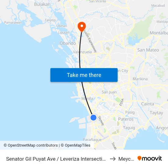Senator Gil Puyat Ave / Leveriza Intersection West Bound, Lungsod Ng Pasay to Meycauayan map