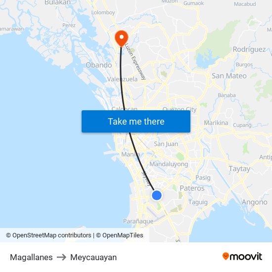 Magallanes to Meycauayan map