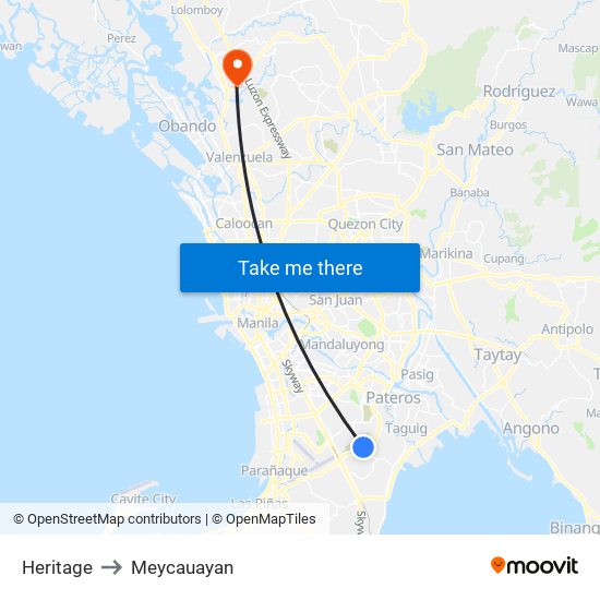 Heritage to Meycauayan map