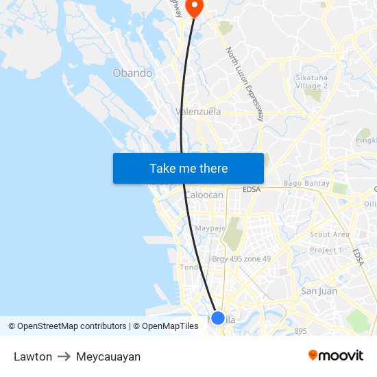 Lawton to Meycauayan map