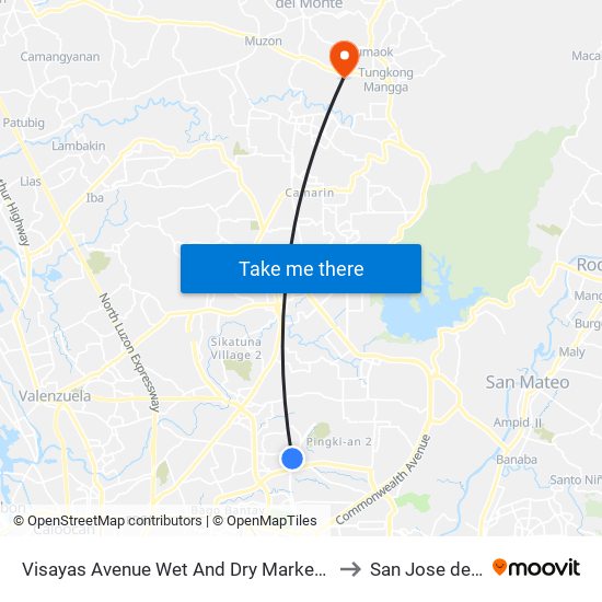 Visayas Avenue Wet And Dry Market, Visayas Avenue Quezon City to San Jose del Monte City map